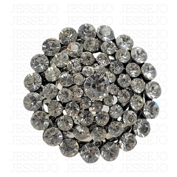 Vintage Crystal Cluster Dome Stretch Ring Adjustable Band Large Cocktail Ring - Picture 6 of 12